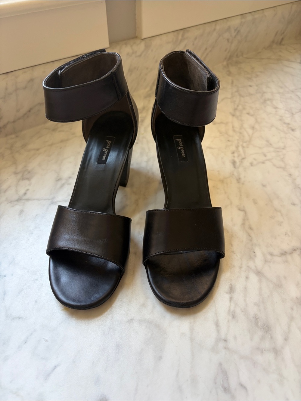 Paul Green Mackenzie Black Leather Dress Sandals in US size 8.5
